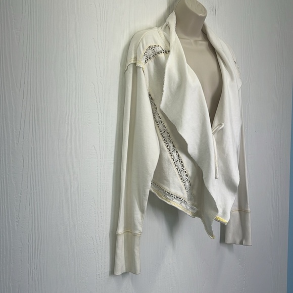 Free People - Lost Cause Cream And Yellow Crochet Design Cardigan Size Medium - Picture 5 of 15